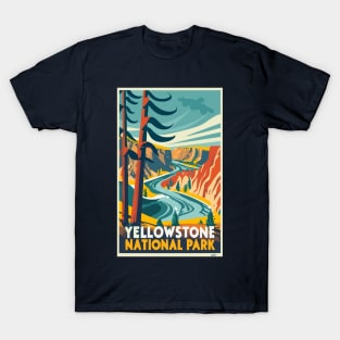 A Vintage Travel Art of the Yellowstone National Park - US T-Shirt